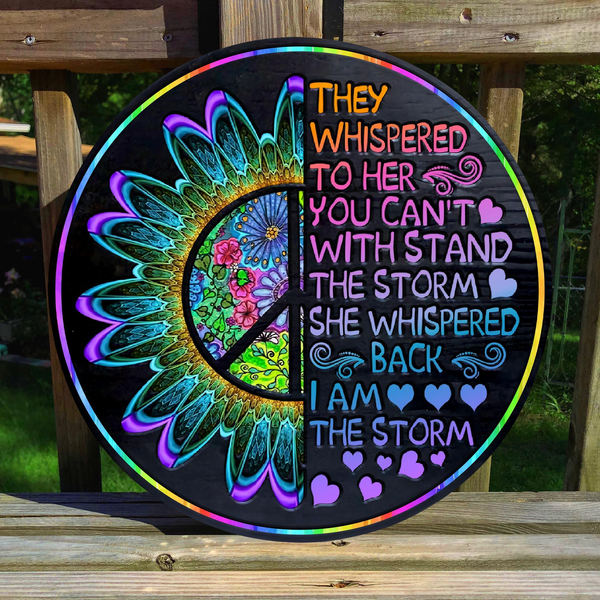 Hippie Soul Flower Child Custom Round Wood Sign | Home Decoration | Waterproof | WN1240-Colorful-Gerbera Prints.