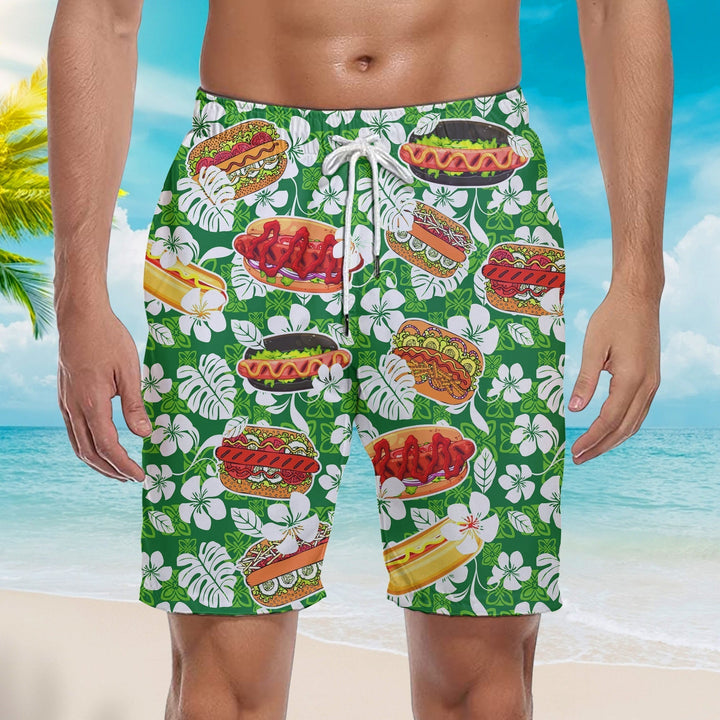 Hot Dog Tropical Beach Shorts For Men