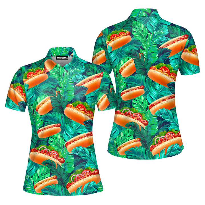 Hotdogs - Gift For Women, Food Lovers, Hotdog Lovers - Love Hot Dog Tropical Polo Shirt