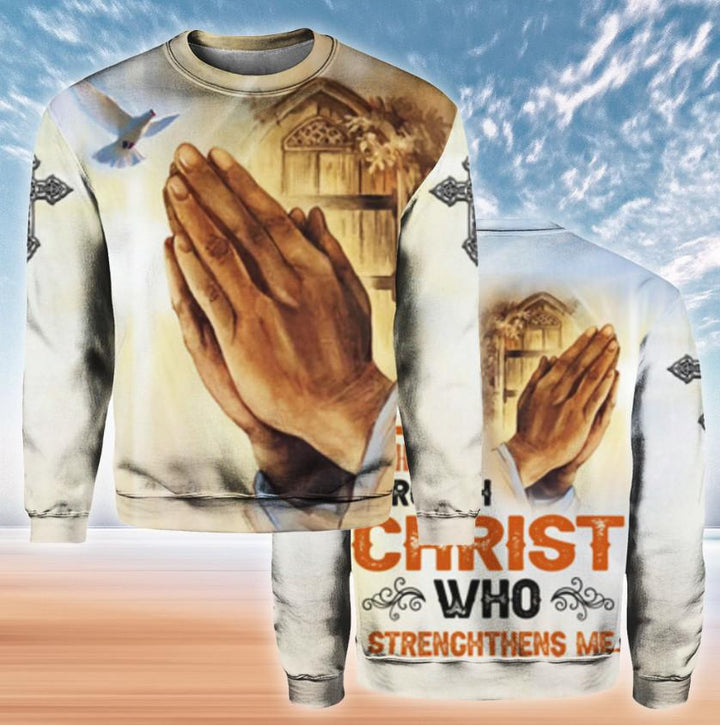 I Can Do All Things Through Christ Who Strengthens Me All Over Print | For Men And Women | HP1159-Crewneck Sweatshirt-Gerbera Prints.