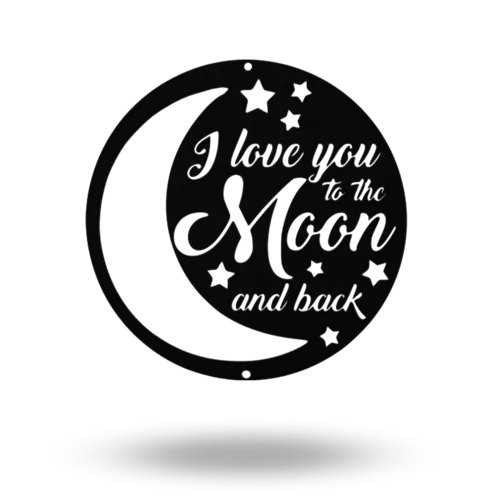 I Love You To The Moon And Back Metal Sign | MS1002-Black-Gerbera Prints.