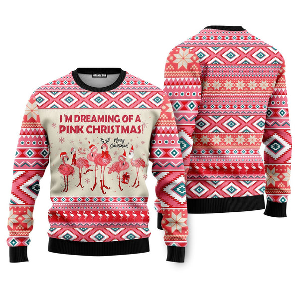 I'm Dreaming Of A Pink Christmas Flamingo Ugly Christmas Sweater For Men & Women