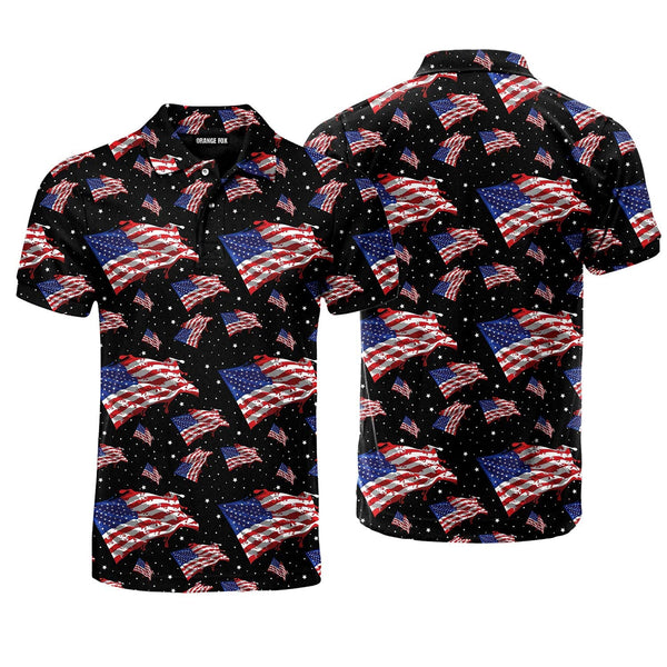 Independence Day 4th Of July American Flag Polo Shirt For Men