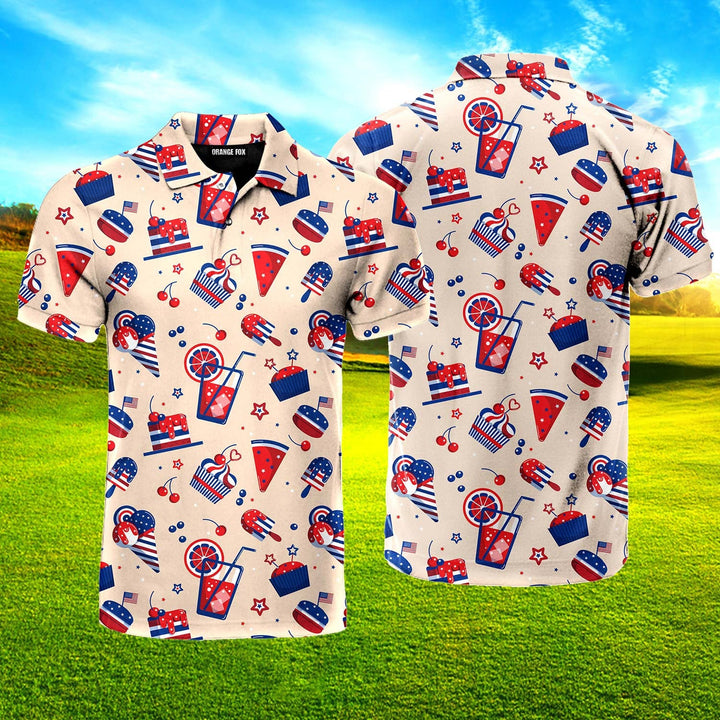 Independence Day 4th Of July Ice Cream And Cakes Polo Shirt For Men
