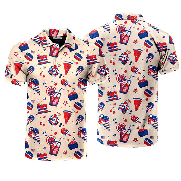 Independence Day 4th Of July Ice Cream And Cakes Polo Shirt For Men