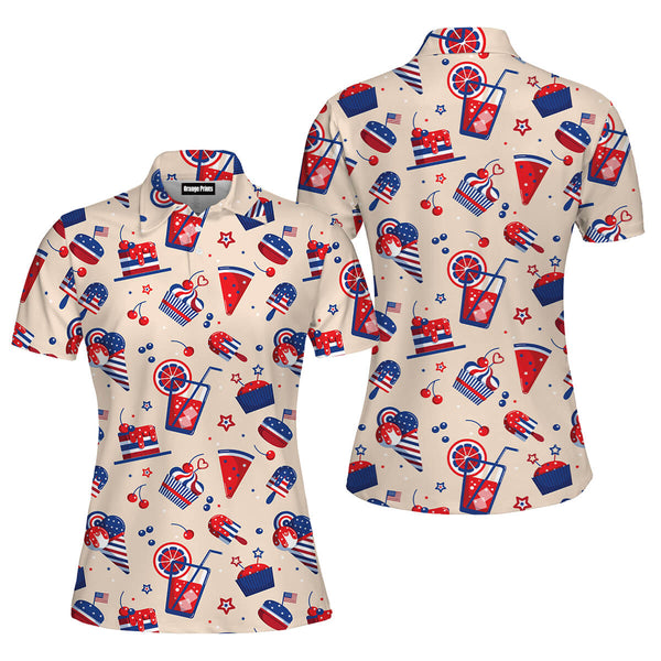 Independence Day 4th Of July Ice Cream And Cakes Polo Shirt For Women