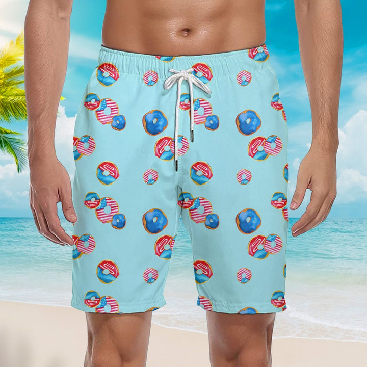 Independence Day 4th Of July Outfit Donuts Patriotic Beach Shorts For Men