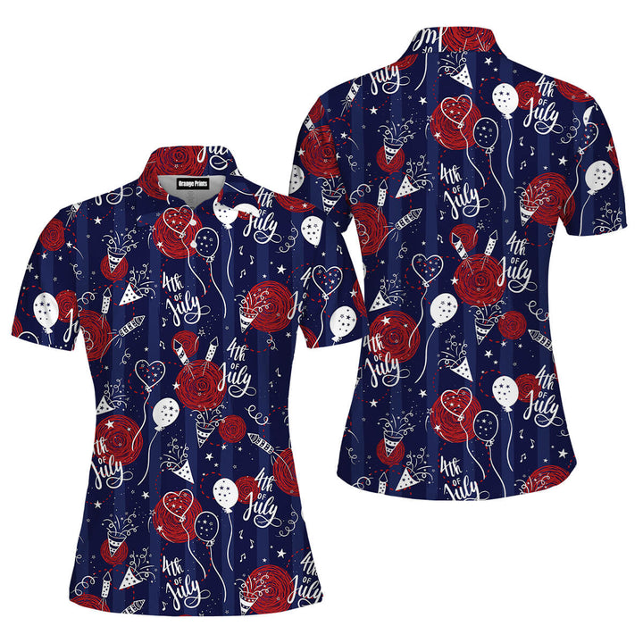 Independence Day 4th Of July Party Seamless Polo Shirt For Women