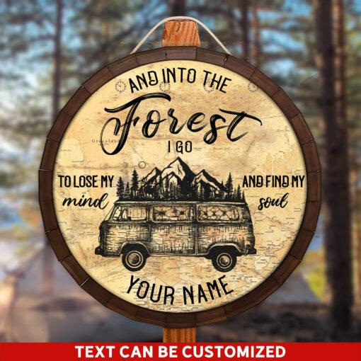 And Into The Forest I Go To Lose My Mind Find My Soul Custom Round Wood Sign | Home Decoration | Waterproof | WN1070-Colorful-Gerbera Prints.