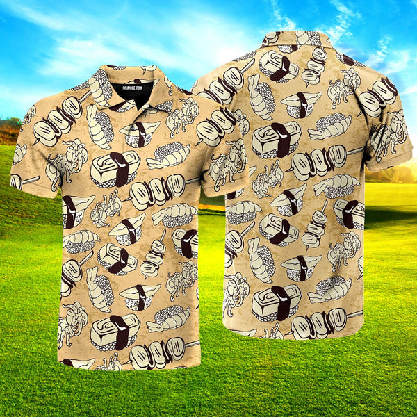 Japanese Food Pattern Polo Shirt For Men