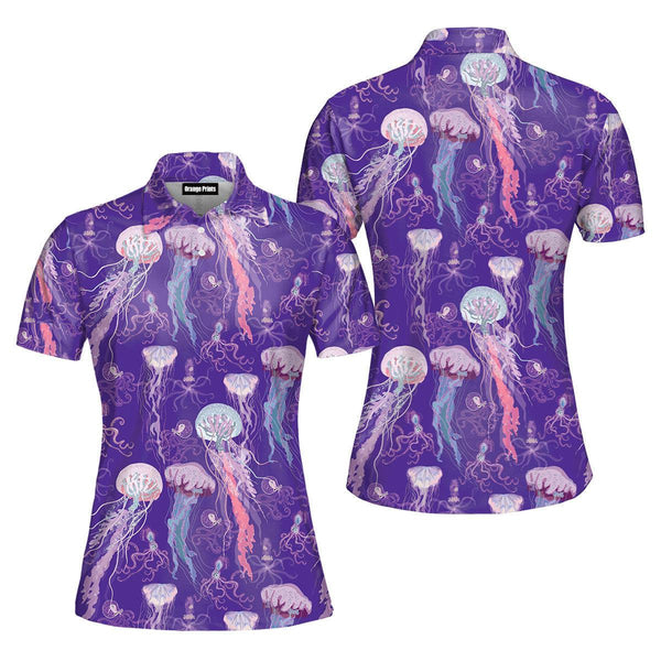 Jellyfish Squid Swimming Undersea Polo Shirt For Women