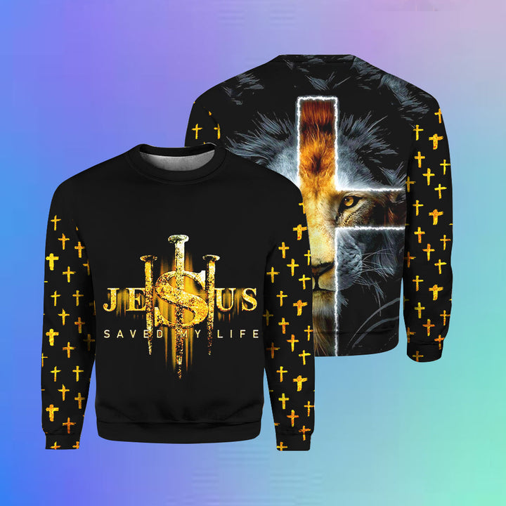Jesus Saved My Life 3D All Over Print | Unisex | Adult | HP1066-Crewneck Sweatshirt-Gerbera Prints.