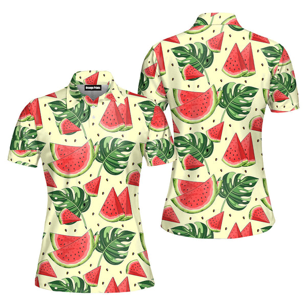 Juicy Watermelon Tropical Polo Shirt For Women