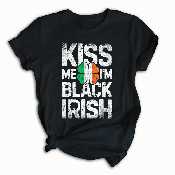 Kiss Me I'm Black Irish Patrick's Day T shirts | For Men & Women | H7474-Popular Tee - Unisex-Gerbera Prints.