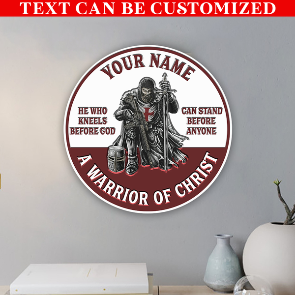 Knight Templar Custom Round Wood Sign | Home Decoration | Waterproof | WN1233-Colorful-Gerbera Prints.
