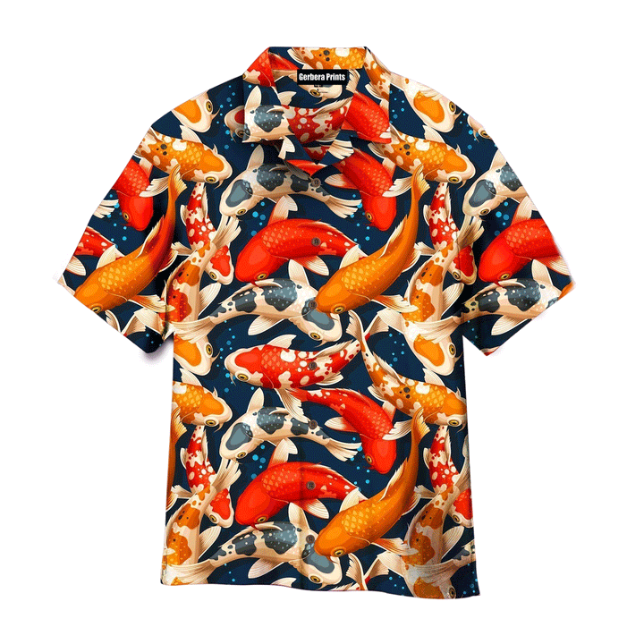 Koi Fish On Skin Orange And Blue Aloha Hawaiian Shirts For Men And For Women