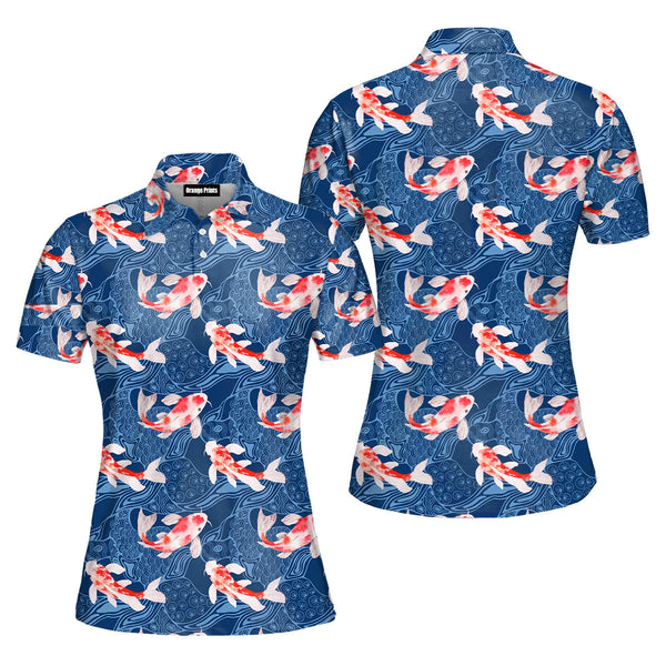 Koi Fish Polo Shirt For Women