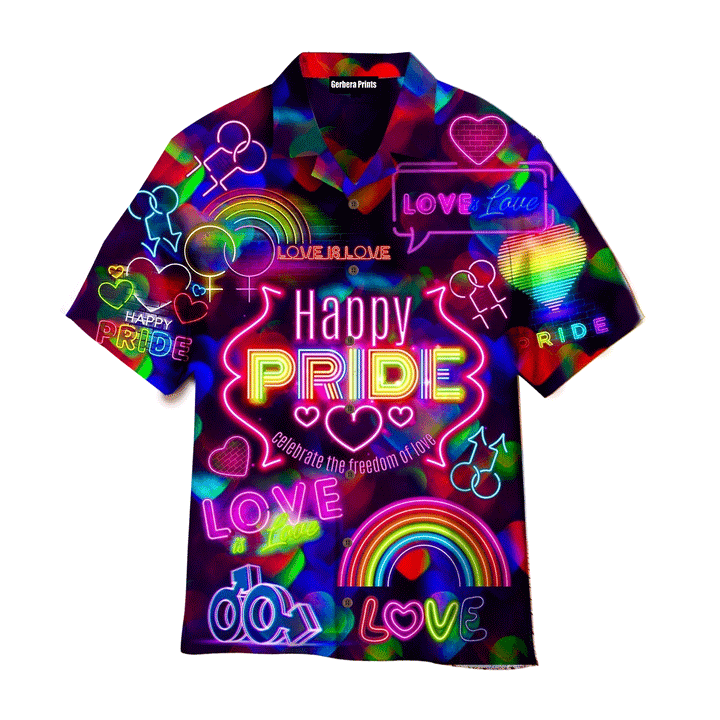 LGBT Love Is Love Pride Month Rainbow Lights Aloha Hawaiian Shirts For Men And For Women WT2084