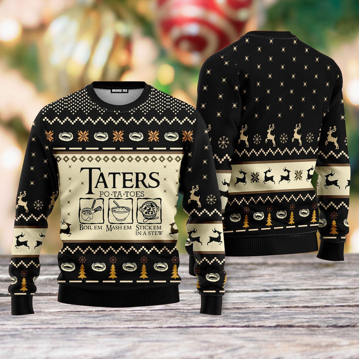 LOTR Funny Christmas Taters Potatoes Black Ugly Christmas Sweater For Men & Women