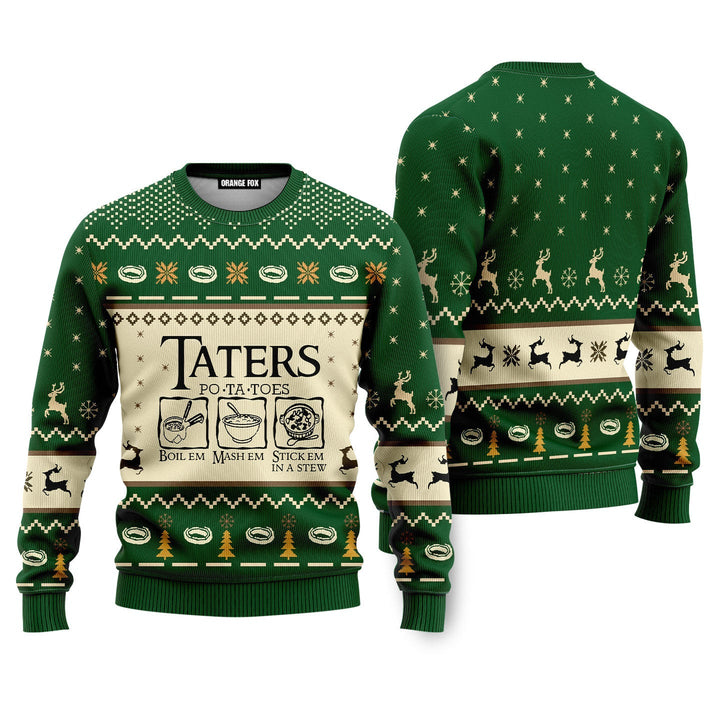 LOTR Funny Christmas Taters Potatoes Green Ugly Christmas Sweater For Men & Women