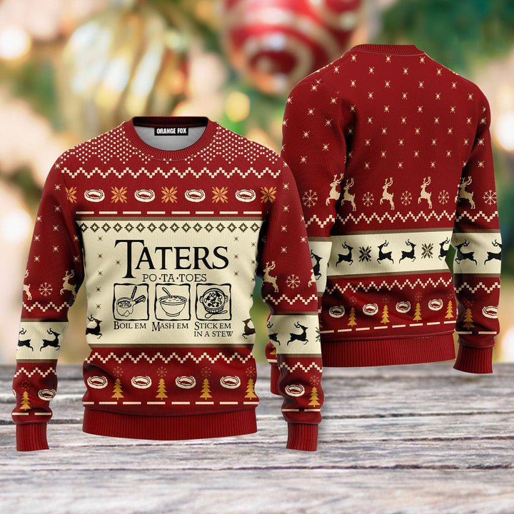 LOTR Funny Christmas Taters Potatoes Red Ugly Christmas Sweater For Men & Women