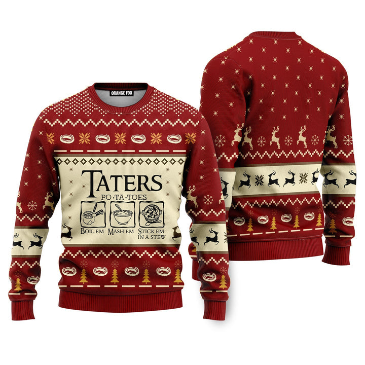 LOTR Funny Christmas Taters Potatoes Red Ugly Christmas Sweater For Men & Women