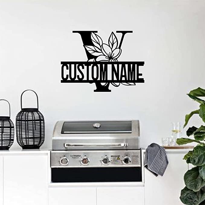 Last Name Custom Cut Metal Sign | MN1311-Gerbera Prints.