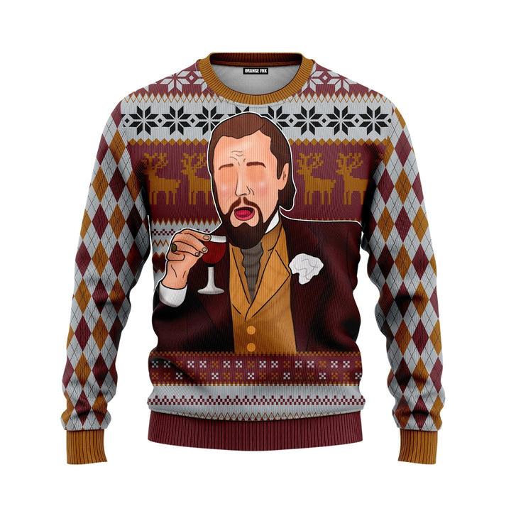 Leo Laughing Meme Brown Ugly Christmas Sweater For Men & Women