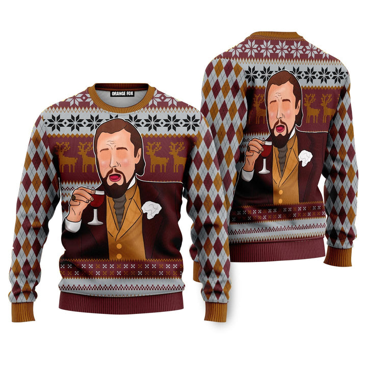 Leo Laughing Meme Brown Ugly Christmas Sweater For Men & Women