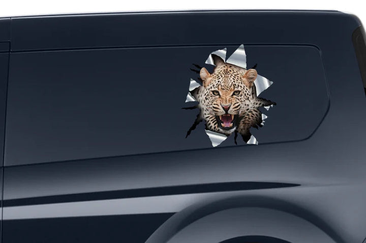 Leopard Cracked Car Decal Sticker | Waterproof | PVC Vinyl | CCS2690-Gerbera Prints.