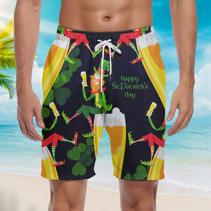 Leprechaun Beer St Patricks Day Beach Shorts For Men
