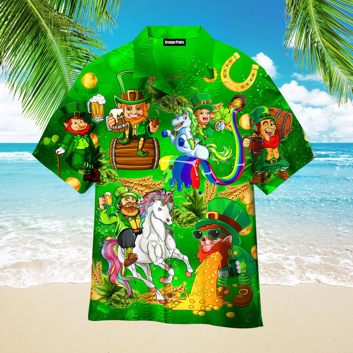 Lepricorn Leprechaun Unicorn Beer Tropical Forest Aloha Hawaiian Shirt For Men & Women