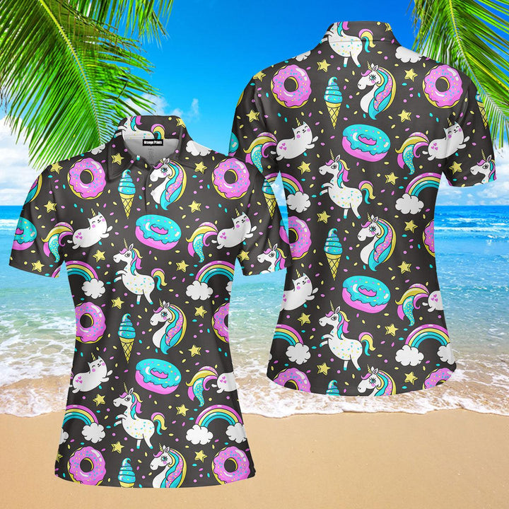 Life Is Better With Unicorn And Donuts Polo Shirt For Women