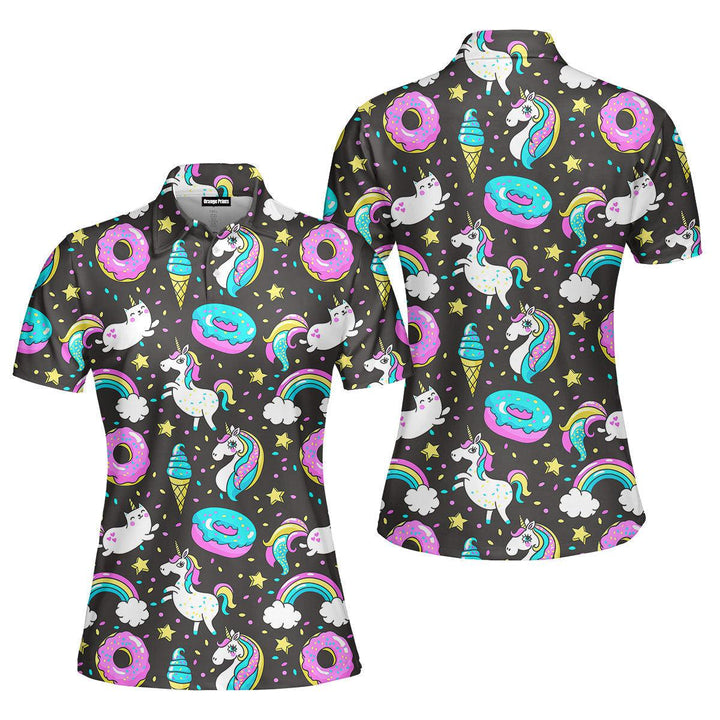 Life Is Better With Unicorn And Donuts Polo Shirt For Women