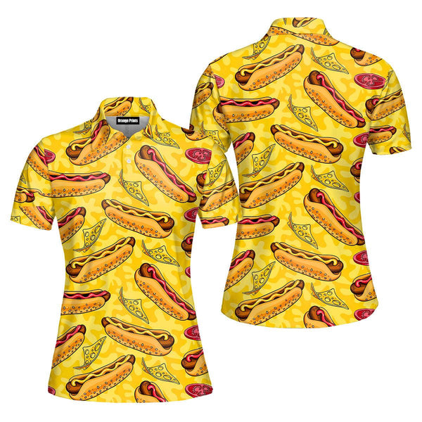 Life Is Better With Yellow Hot Dog Polo Shirt For Women