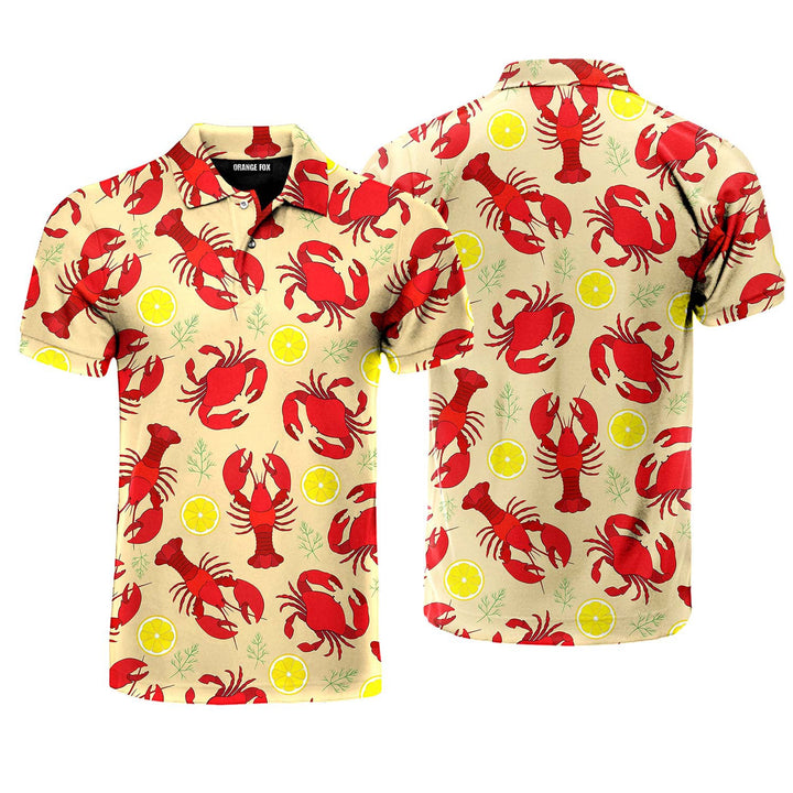 Lobster Crab And Lemon Pattern Polo Shirt For Men