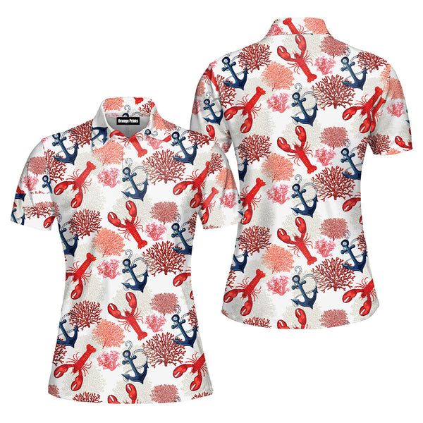 Lobster Tropical Polo Shirt For Women