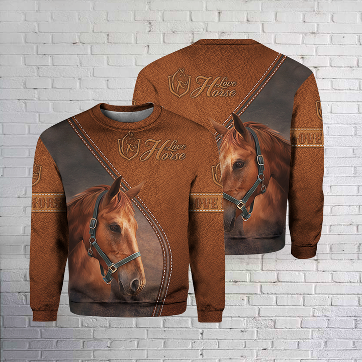 Love Horse 3D All Over Print | Unisex | Adult | HP1257-Crewneck Sweatshirt-Gerbera Prints.