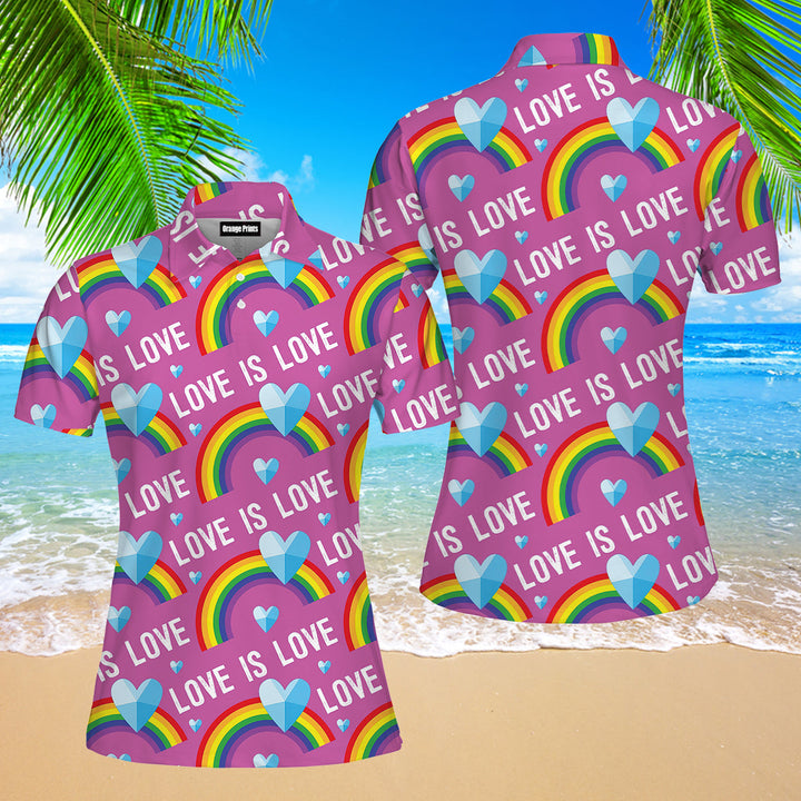 Love Is Love LGBT Rainbow Polo Shirt For Women