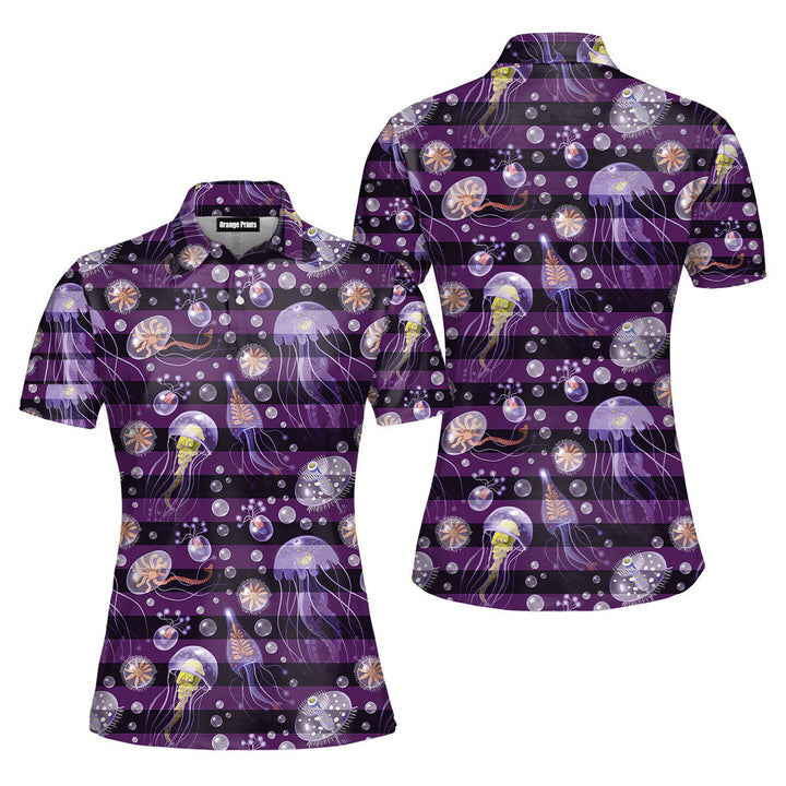 Luminous Jellyfish Purple Polo Shirt For Women