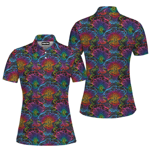 Magic Hippy Mushroom Polo Shirt For Women