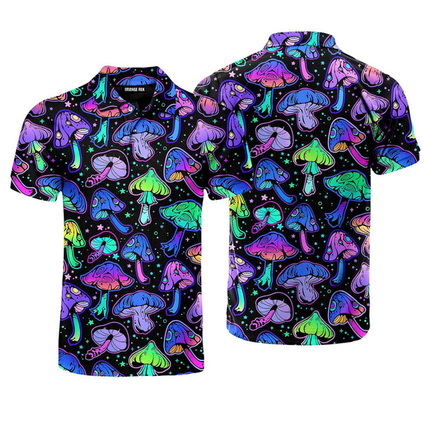 Magic Mushroom Neon Colorful Polo Shirt For Men