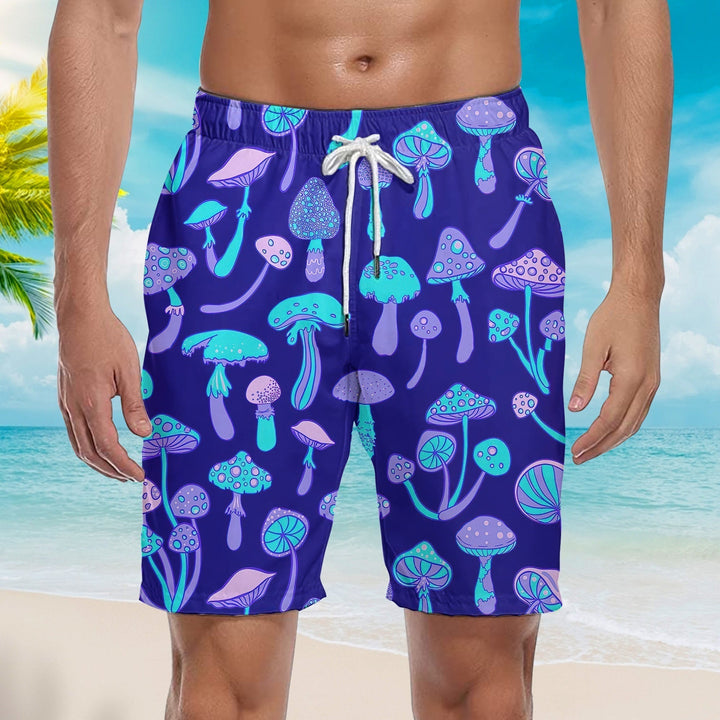 Magic Mushroom Psychedelic 60s Hippie Colorful Beach Shorts For Men