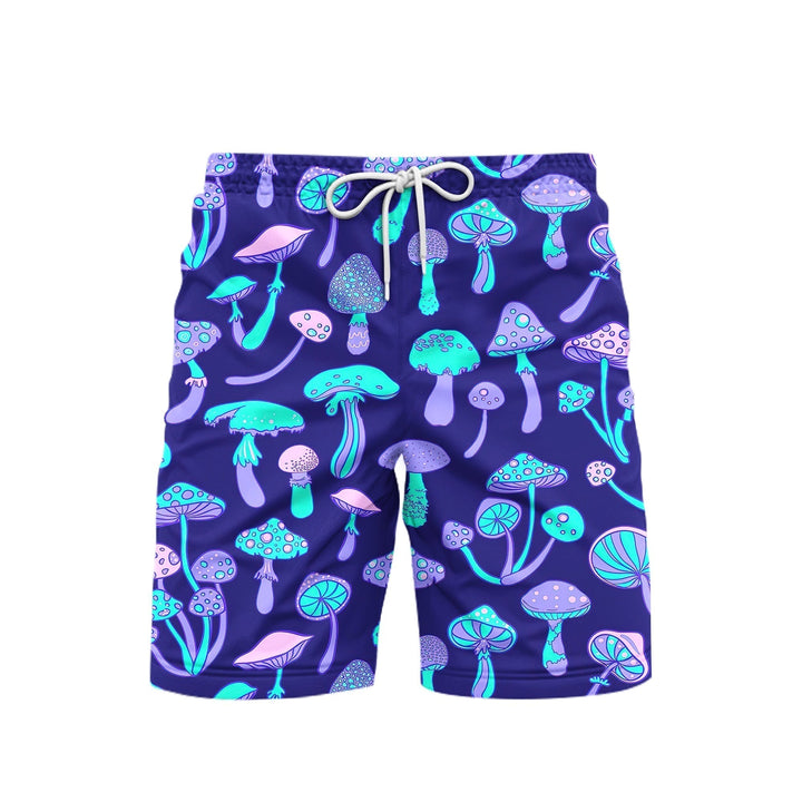Magic Mushroom Psychedelic 60s Hippie Colorful Beach Shorts For Men
