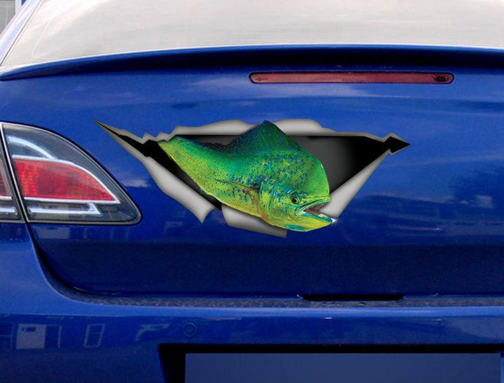 Mahi Mahi Fish Cracked Car Decal Sticker | Waterproof | PVC Vinyl | CCS2498