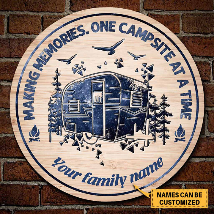 Making Memories Camping Custom Round Wood Sign | Home Decoration | Waterproof | WN1404-Gerbera Prints.