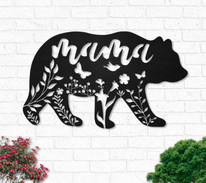Mama Bear Flowers - Metal House Sign