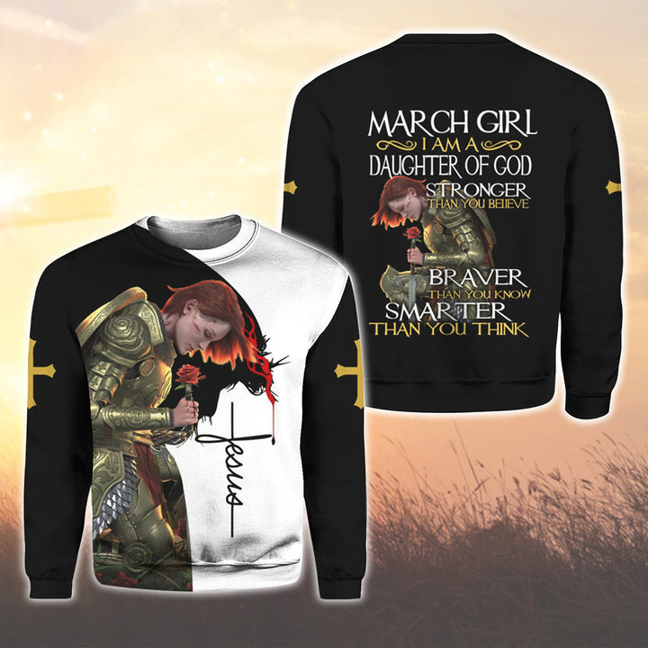 March Girl - I Am A Daughter Of God 3D All Over Print | Unisex | Adult | HP12253-Crewneck Sweatshirt-Gerbera Prints.