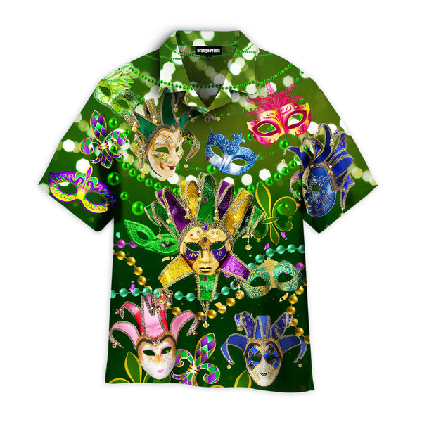 Mardi Gras Masks Carnival Green Light Aloha Hawaiian Shirt For Men & Women