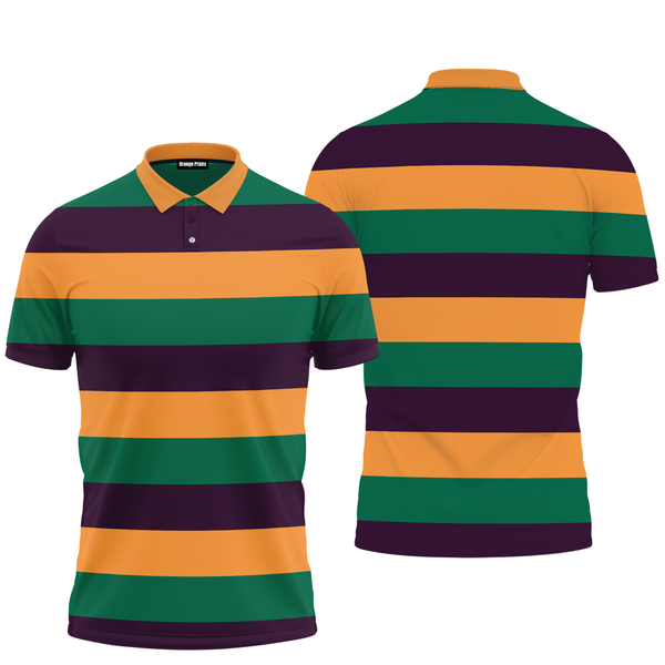 Mardi Gras Striped Polo Shirt For Men